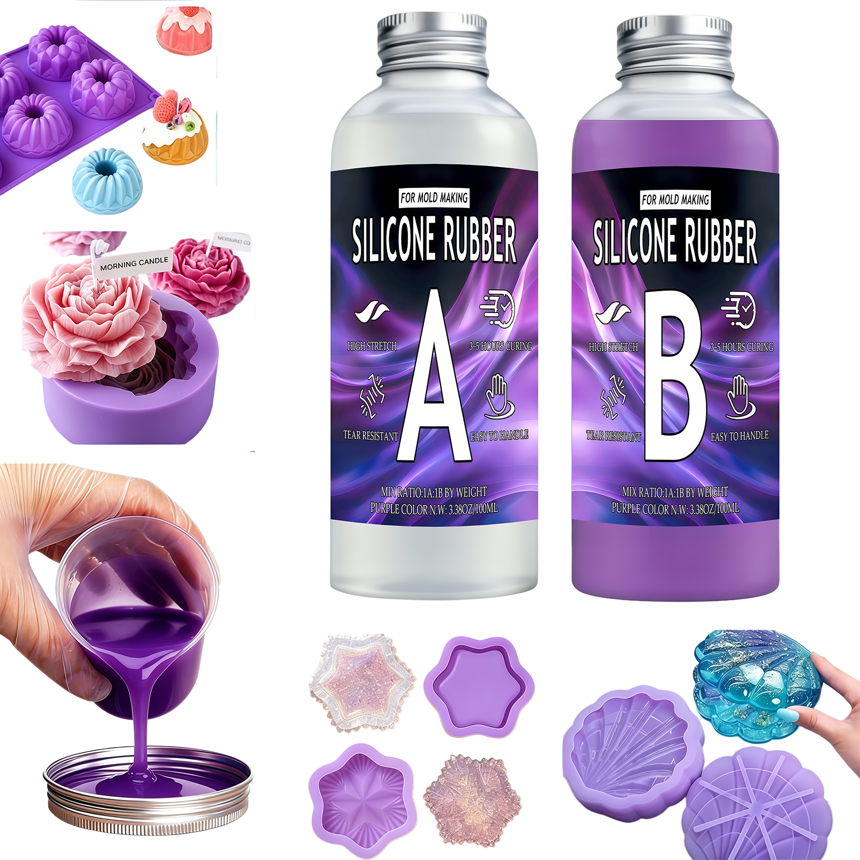 Candle Surprise - Platinum-cured liquid silicone mold kit, 1:1