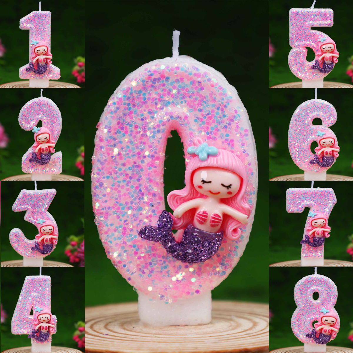 Candle Supplies Usa - Creative Pink Mermaid 0-9 Digital Birthday