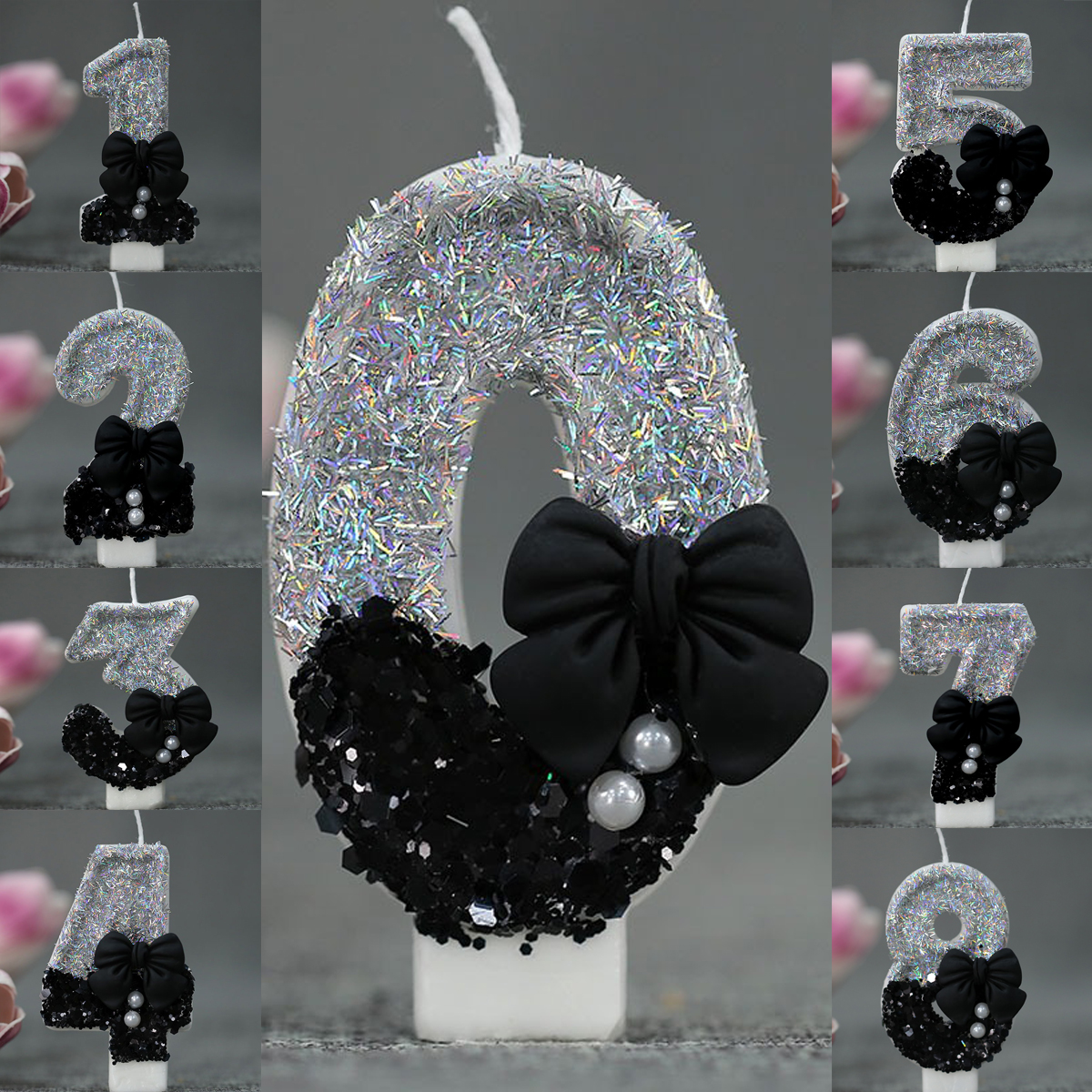 Midnight Bow & Pearl 0-9 Numbe - Candle Supplies Usa 评论和价格
